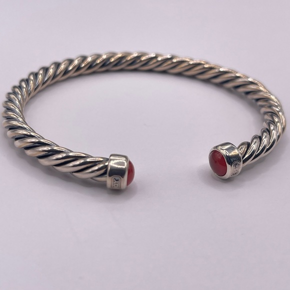 David Yurman Cable Cuff Bracelet with Red Carnelian - Picture 7 of 8